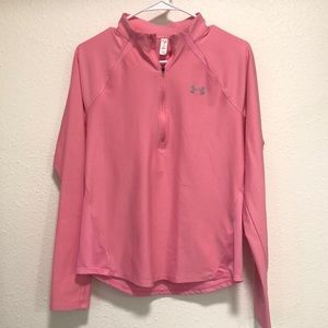 Under Amour Run Women’s Bubble Gum Pink Colored 3/4 Pull Over Size Medium EUC